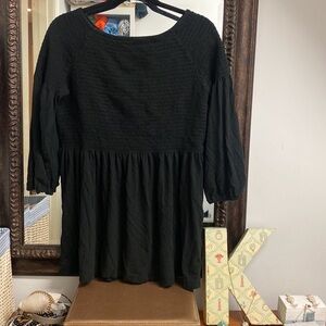 J. Jill L Large Black Smocked Top Peasant